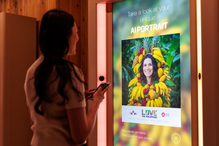 AI caricature booth printing a branded cartoon portrait for a guest