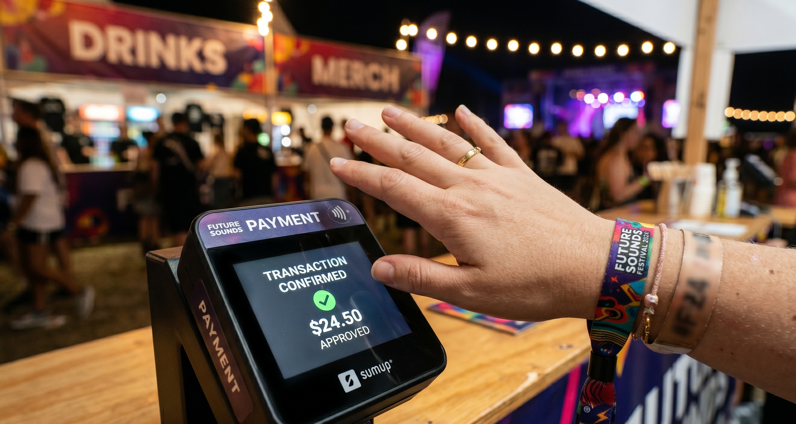 Custom event registration desk paired with an interactive installation